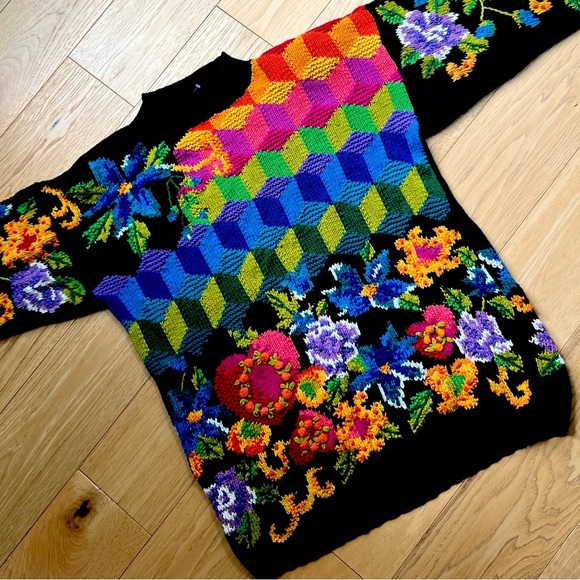 Vintage JENNIFER REED Knitted by Hand EUC Sweater L - Picture 4 of 10